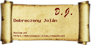 Debreczeny Jolán névjegykártya