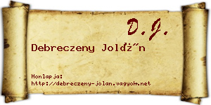 Debreczeny Jolán névjegykártya