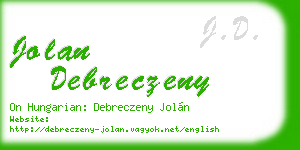 jolan debreczeny business card